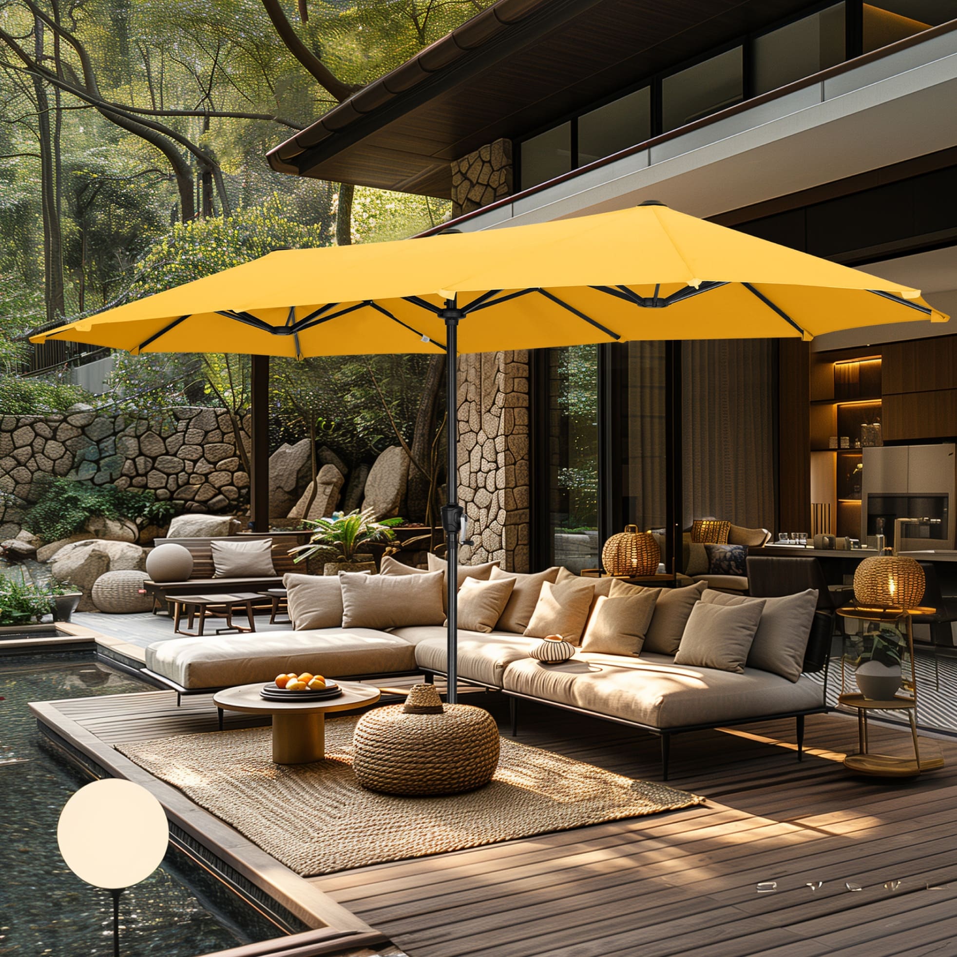 Parasol de patio double face MAISON ARTS de 13 pieds extra large avec manivelle