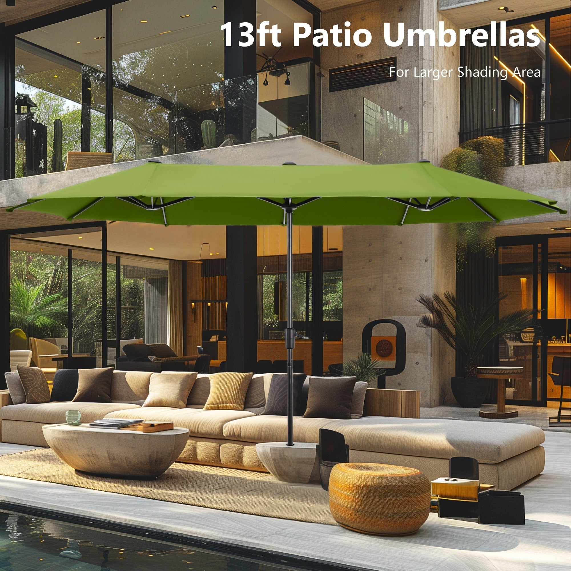 Parasol de patio double face MAISON ARTS de 13 pieds extra large avec manivelle