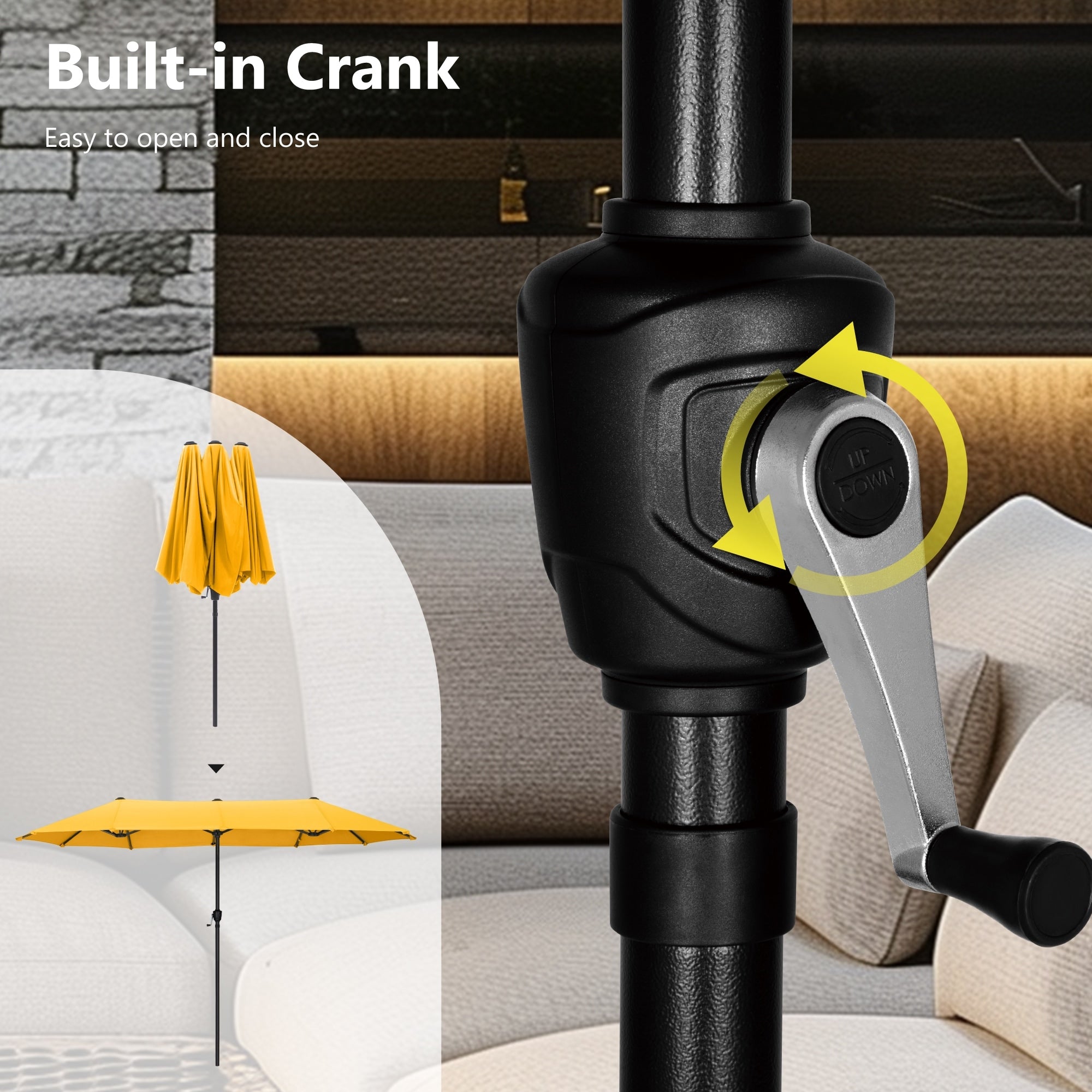 Parasol de patio double face MAISON ARTS de 13 pieds extra large avec manivelle