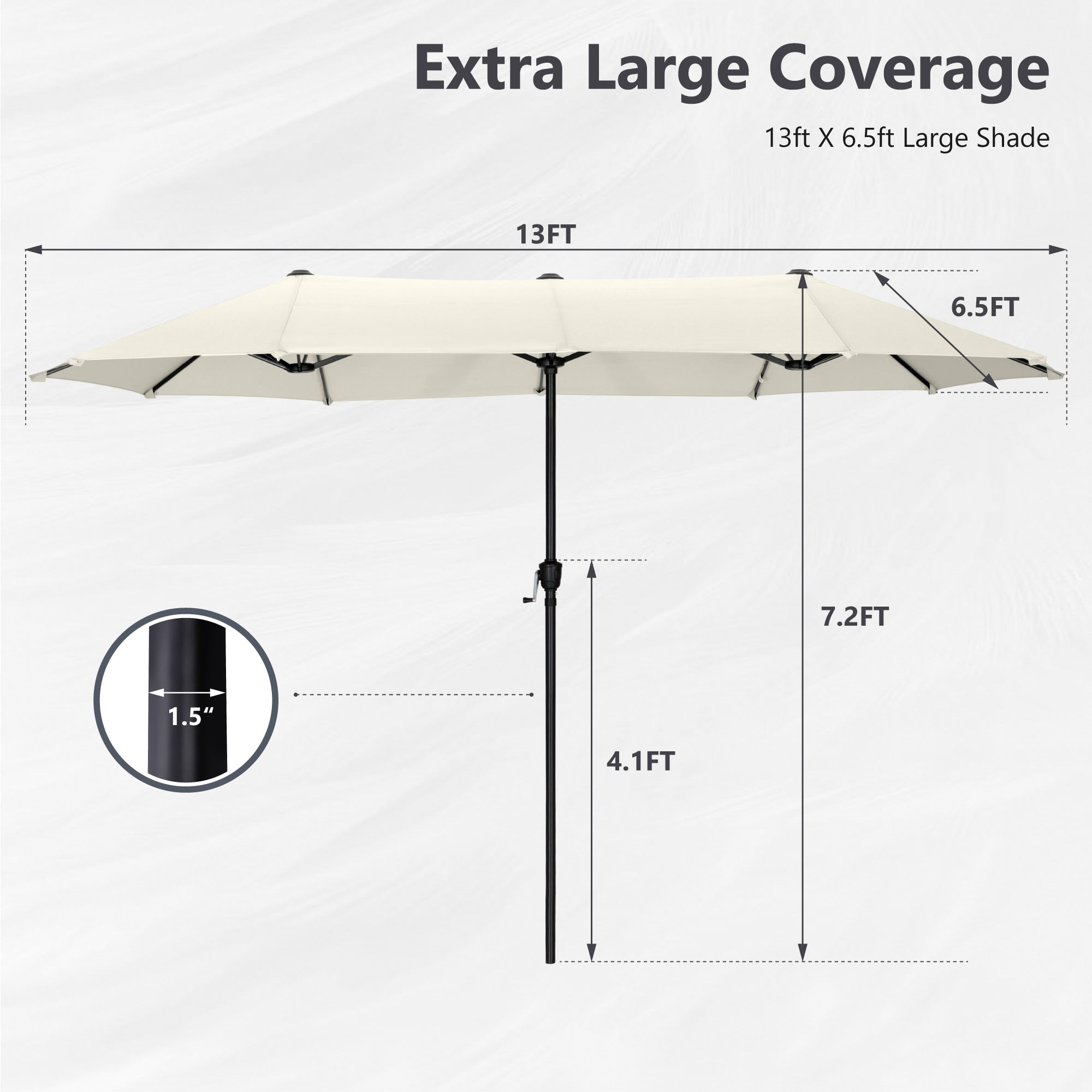 Parasol de patio double face MAISON ARTS de 13 pieds extra large avec manivelle
