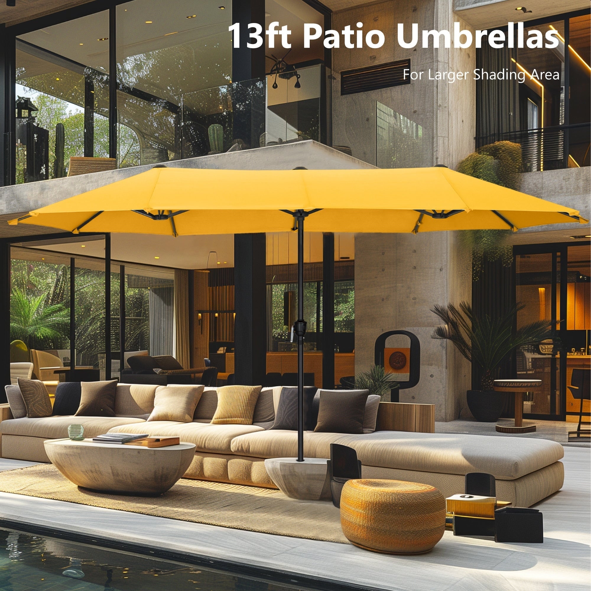 Parasol de patio double face MAISON ARTS de 13 pieds extra large avec manivelle