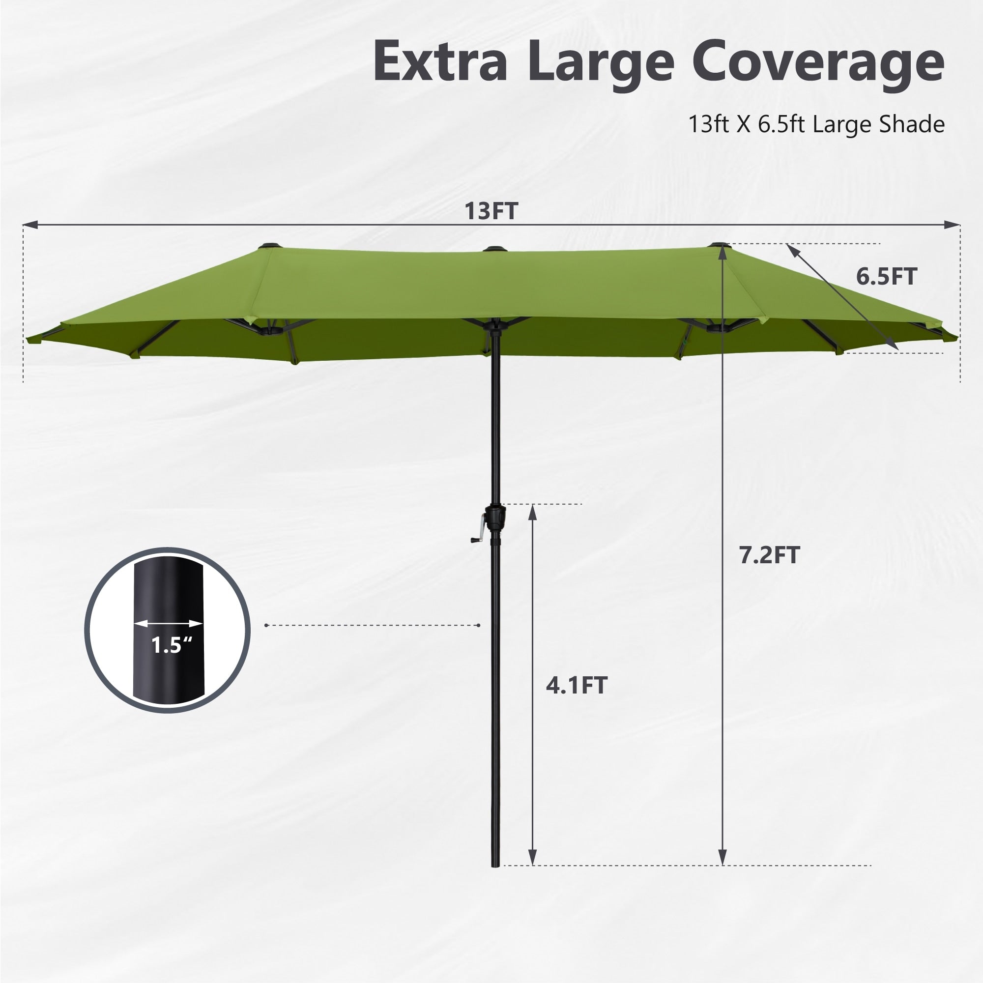 Parasol de patio double face MAISON ARTS de 13 pieds extra large avec manivelle