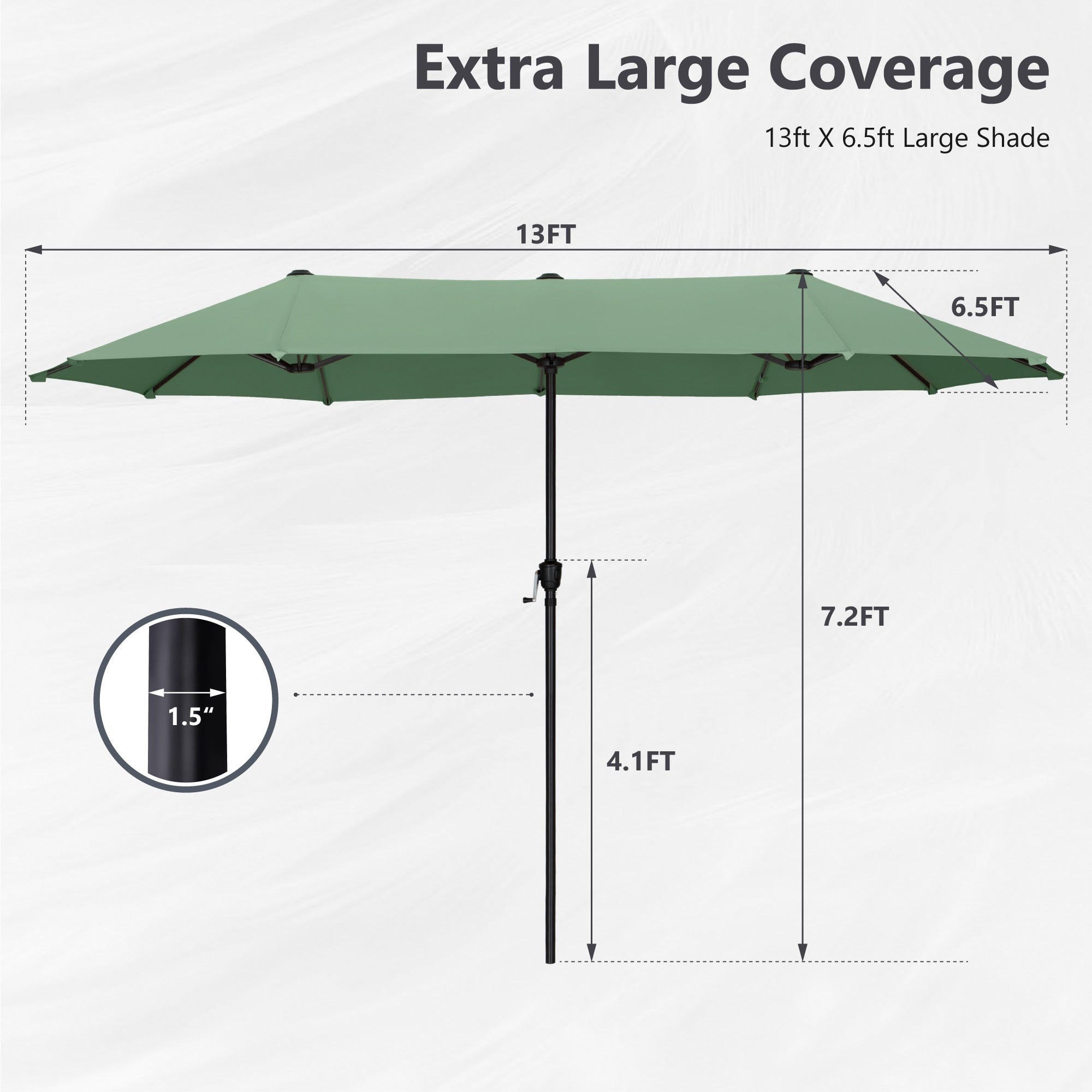 Parasol de patio double face MAISON ARTS de 13 pieds extra large avec manivelle