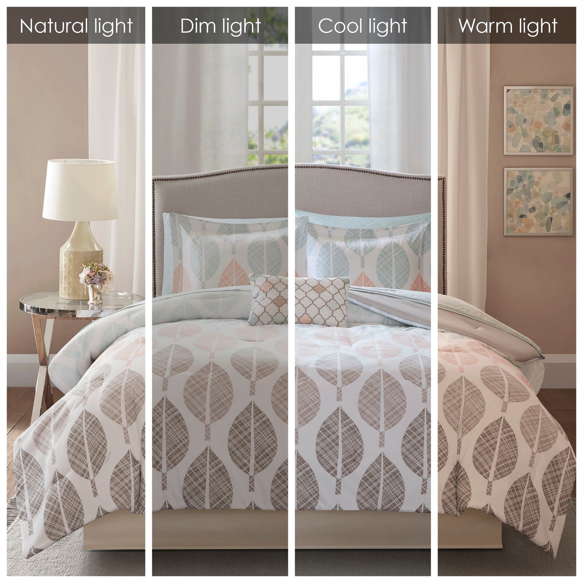 Parure de lit Madison Park Essentials Pelham Bay corail/vert avec draps en coton