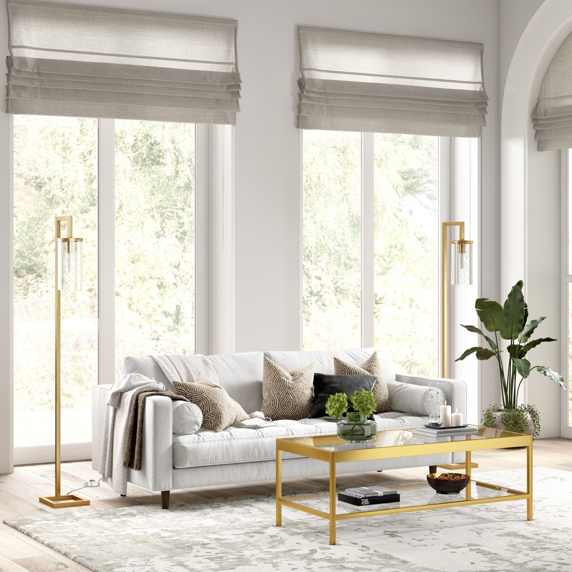 Lampadaire haut Malva 67,75 avec abat-jour en verre - 11 de large