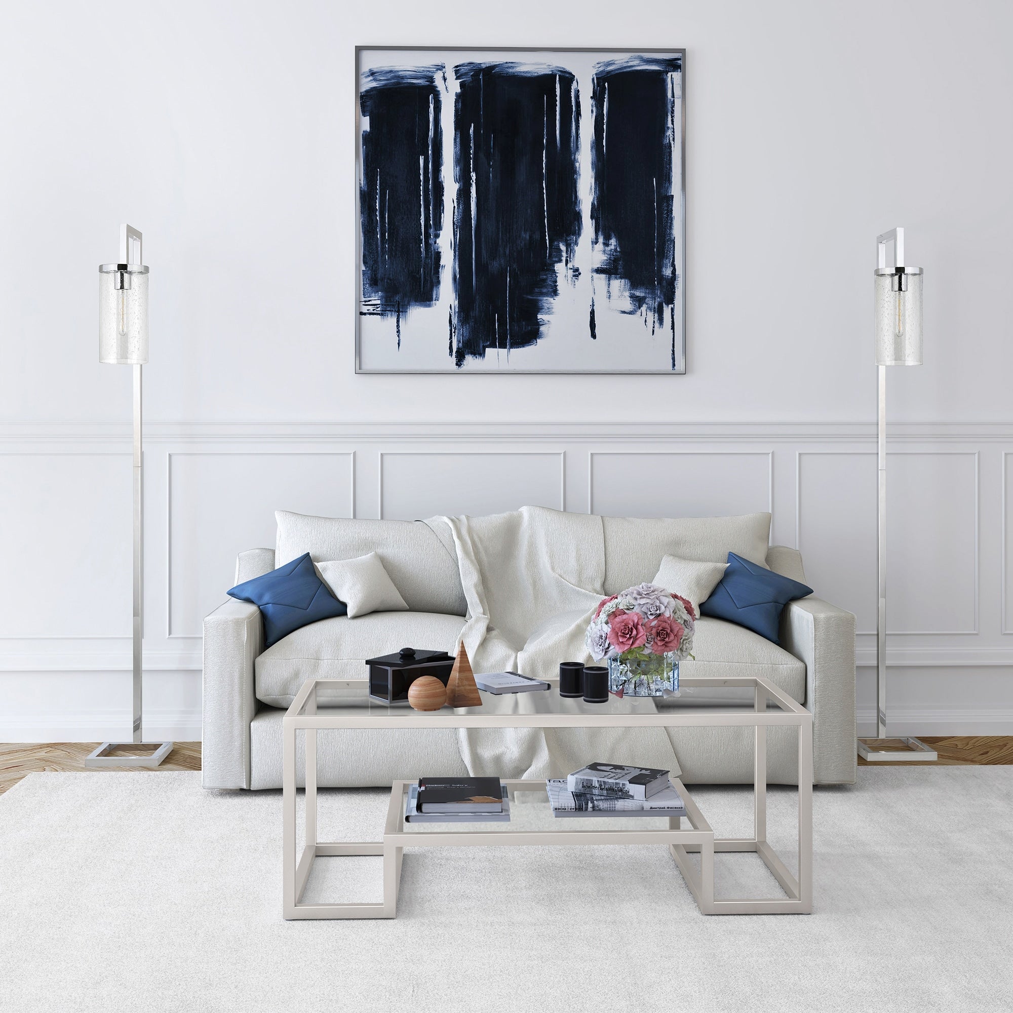 Lampadaire haut Malva 67,75 avec abat-jour en verre - 11 de large