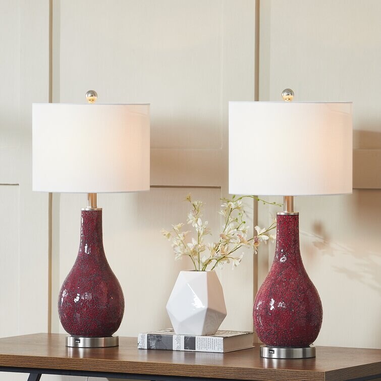 Ensemble de lampes de table en verre avec port USB (lot de 2)