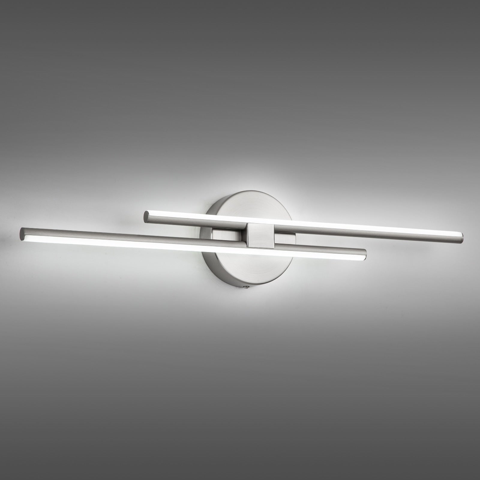 Applique murale linéaire minimaliste en métal à 2 lumières à LED et intensité variable