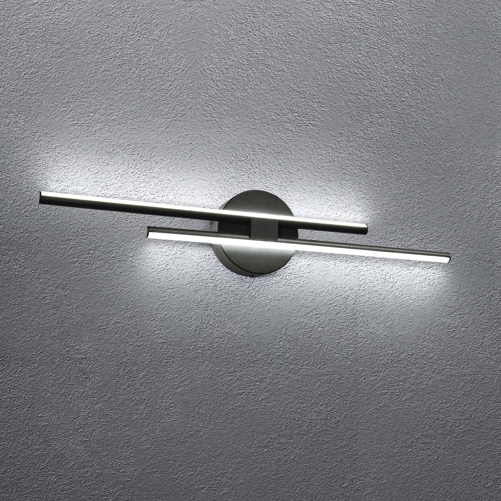 Applique murale linéaire minimaliste en métal à 2 lumières à LED et intensité variable