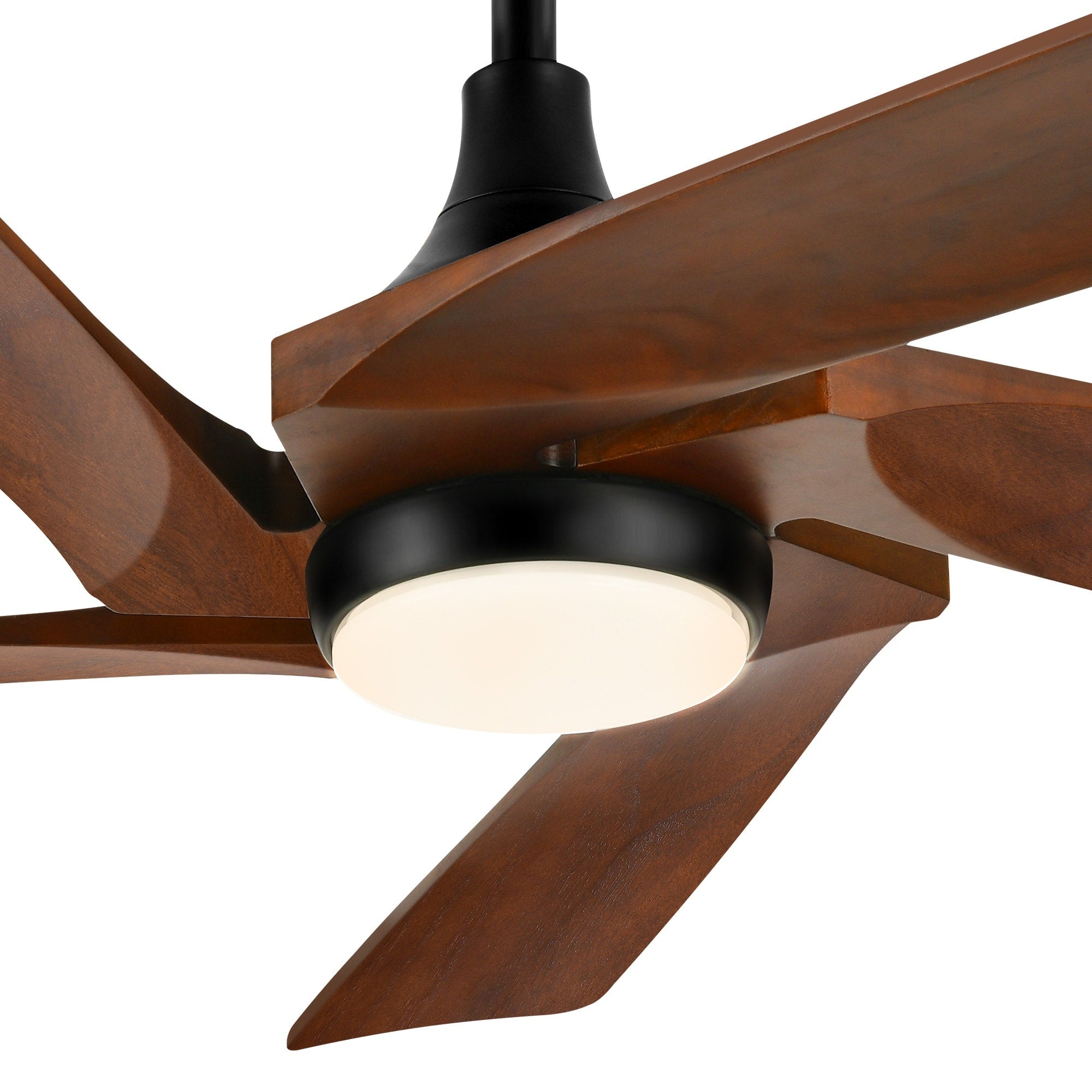 Ventilateur de plafond moderne Moasis 52 avec télécommande et lumières, 5 pales en bois massif