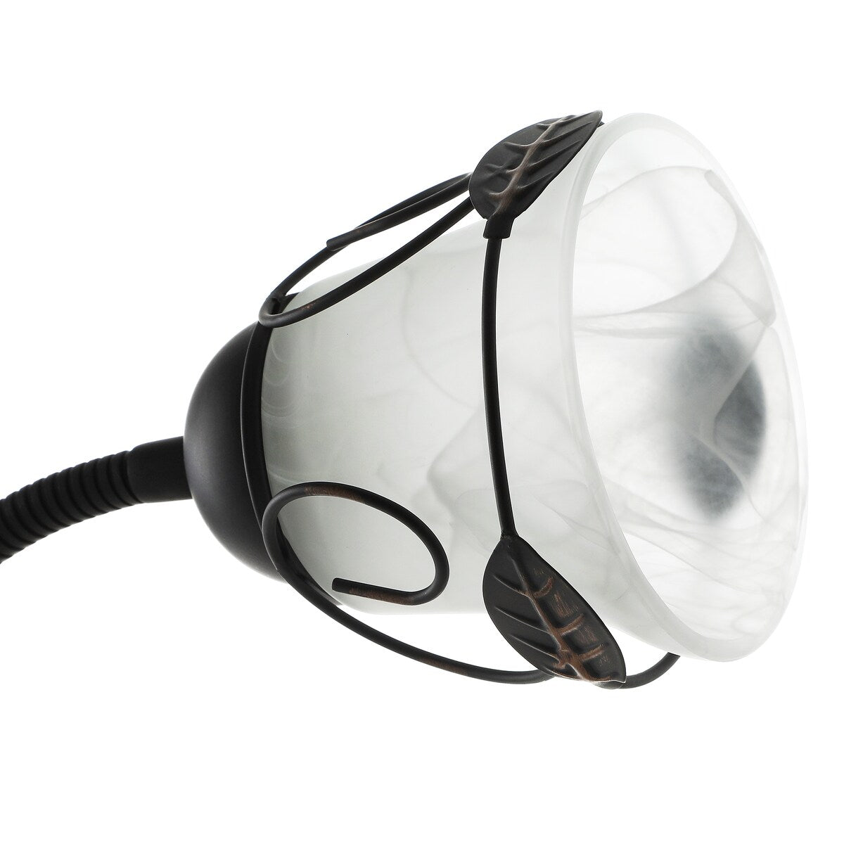 Lampadaire torchère traditionnel Moasis 71 avec lampe de lecture réglable, abat-jour en verre albâtre - 71H