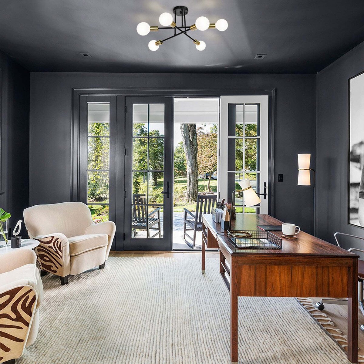 Plafonnier semi-encastré moderne en métal Sputnik de 60 cm (23,62 po)