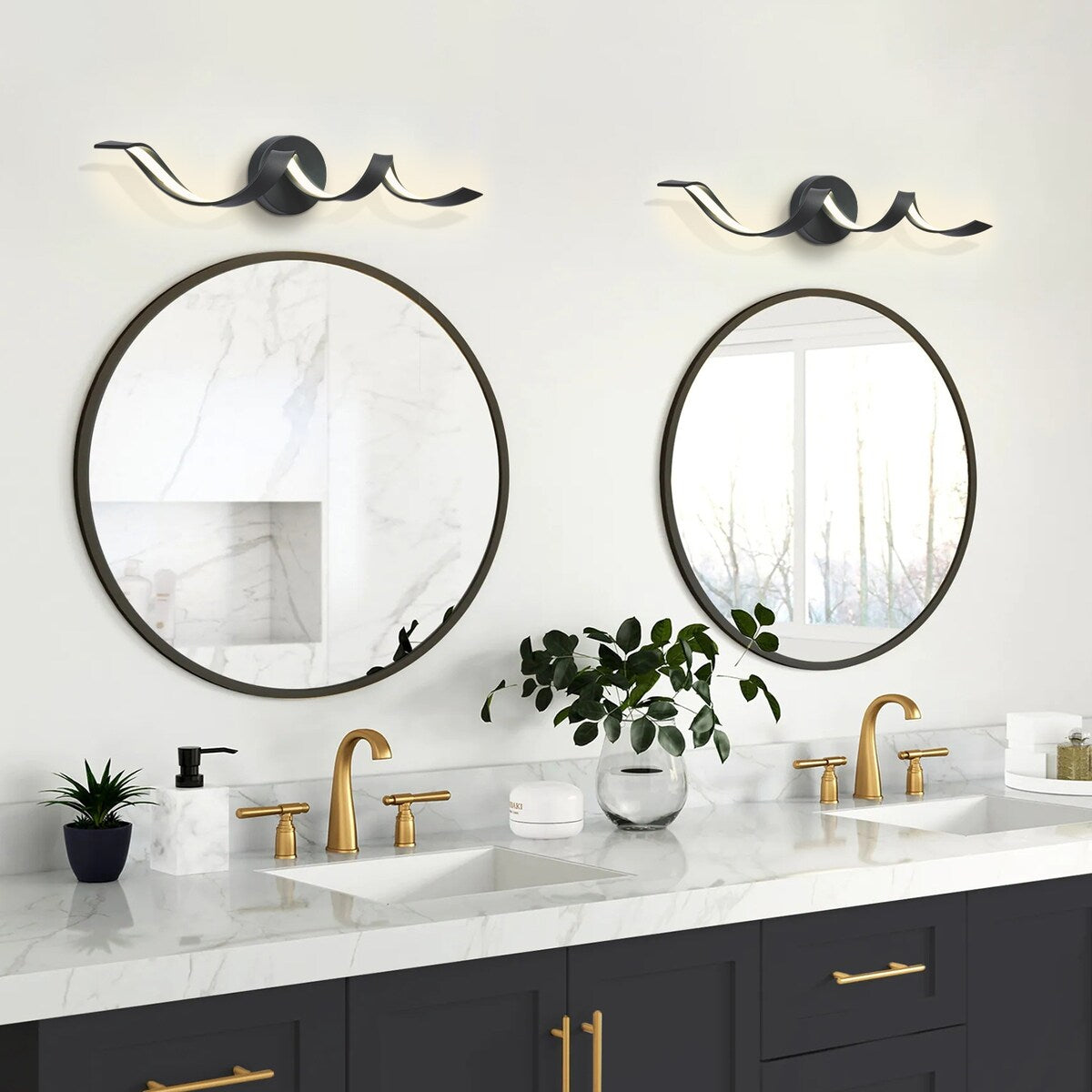 Applique murale à LED pour salle de bain au design moderne en spirale, à intensité variable