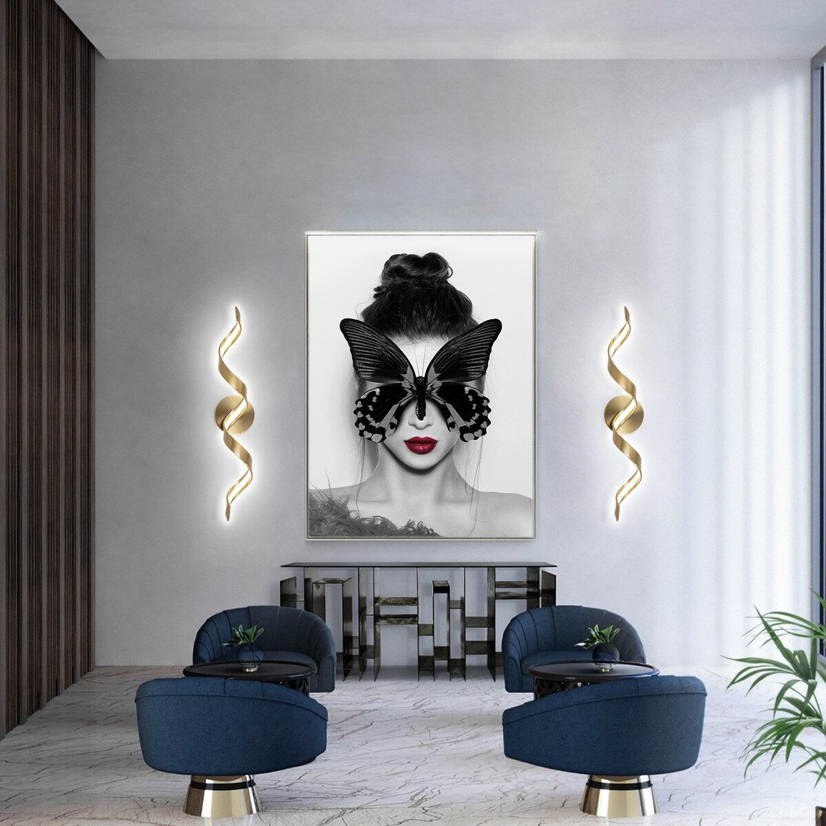 Applique murale à LED pour salle de bain au design moderne en spirale, à intensité variable