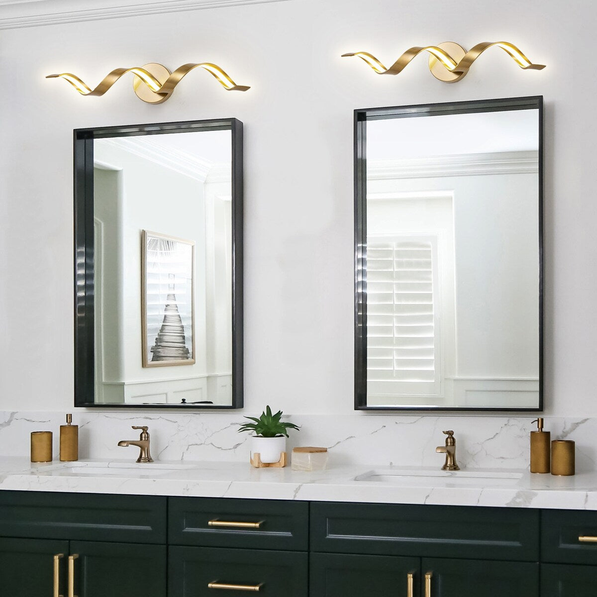 Applique murale à LED pour salle de bain au design moderne en spirale, à intensité variable