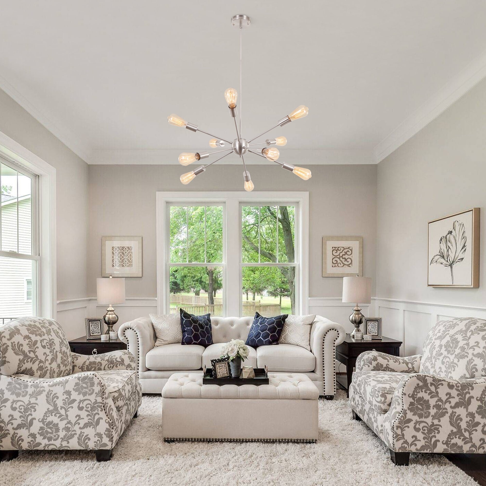 Lustre moderne Spoutnik à 10 lumières, plafonnier réglable pour cuisine, salle à manger, salon, chambre à coucher - N/A