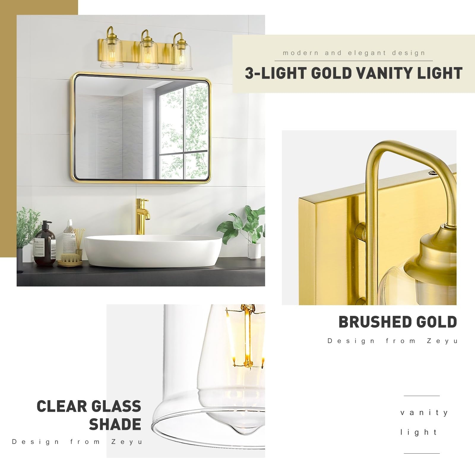 Éclairage de vanité moderne à 3, 4, 5 ou 6 lumières pour miroir de salle de bain