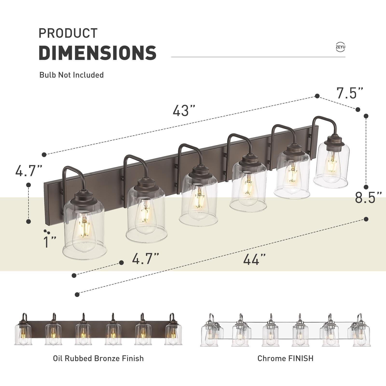 Éclairage de vanité moderne à 3, 4, 5 ou 6 lumières pour miroir de salle de bain