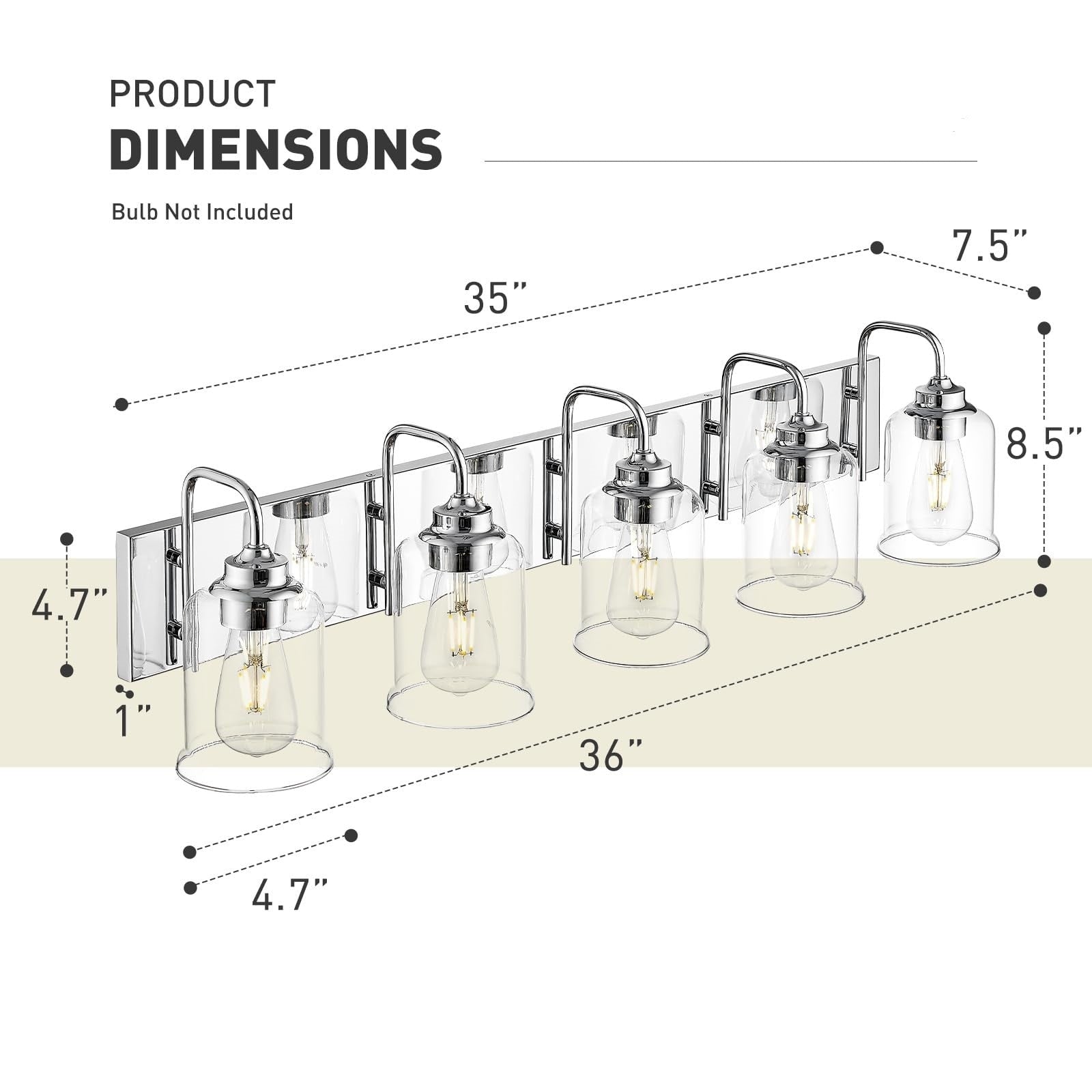 Éclairage de vanité moderne à 3, 4, 5 ou 6 lumières pour miroir de salle de bain