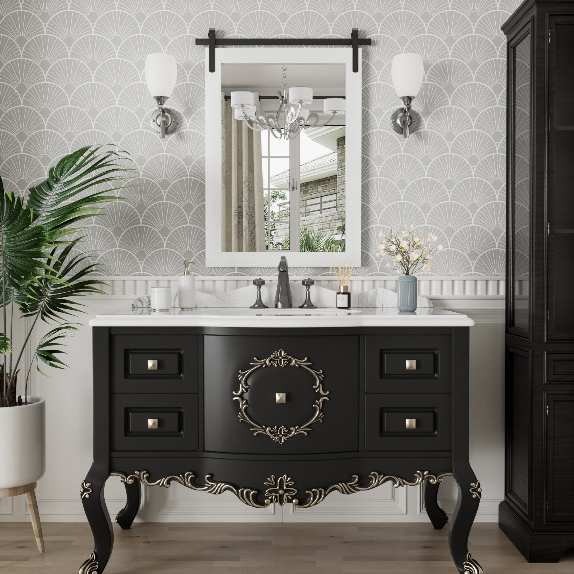 Miroirs muraux modernes, miroir rectangulaire avec cadre en bois, miroir de salle de bain, miroir de grange, miroir de porte de grange avec plusieurs tailles