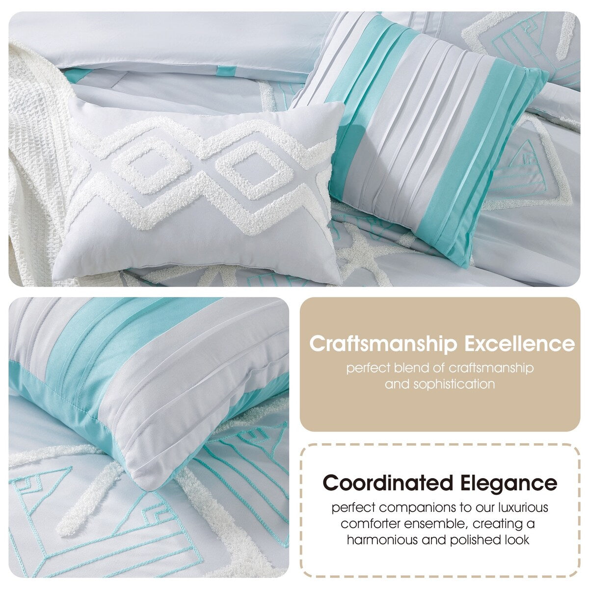 Ensemble de couette brodée Nanshing Corina 7 pièces en tissu éponge