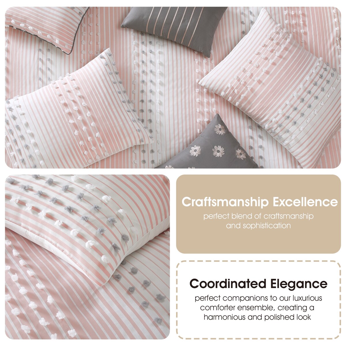 Ensemble de couette moderne à rayures Nanshing Jessy, 7 pièces