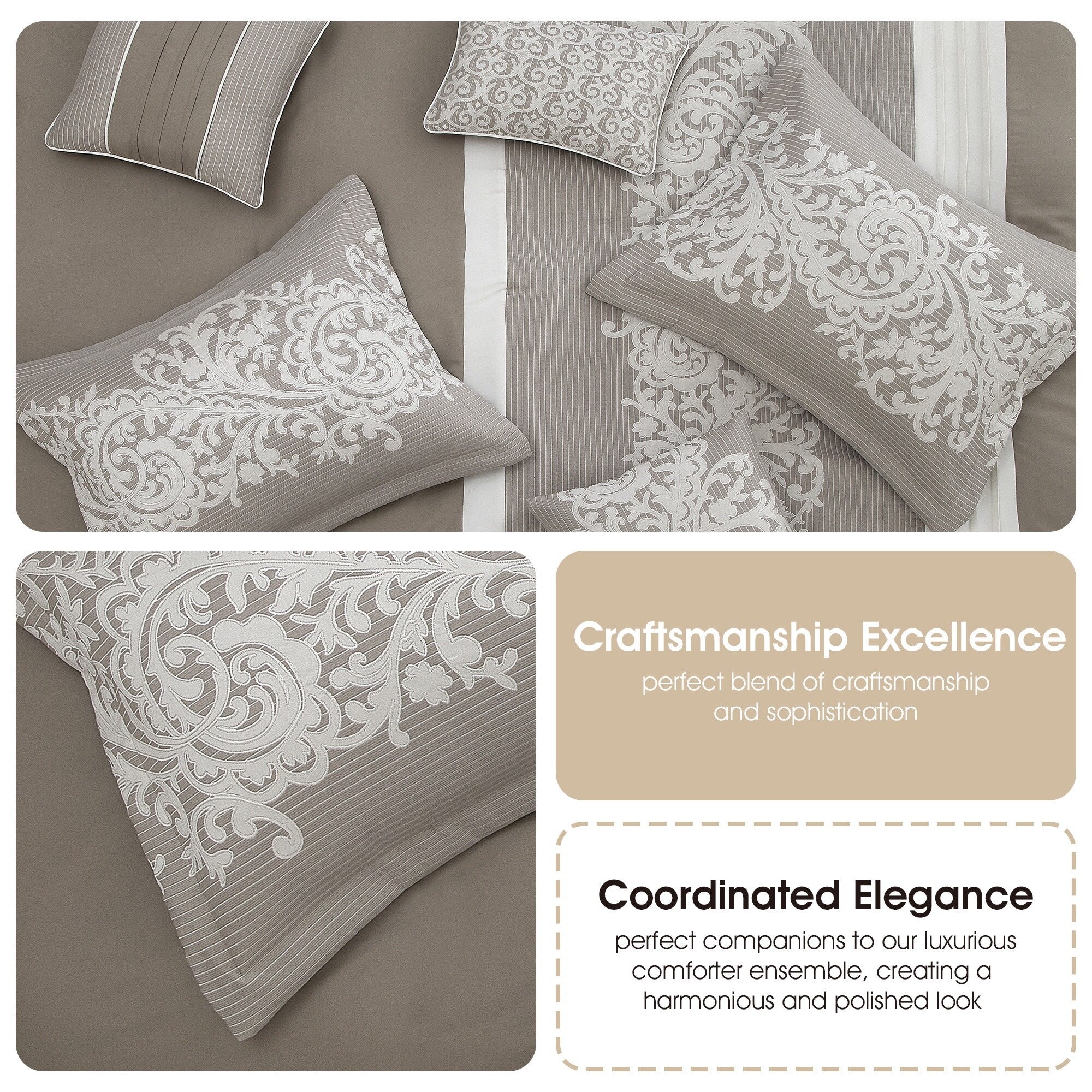 Ensemble de couette 7 pièces en jacquard damassé Nanshing Salem