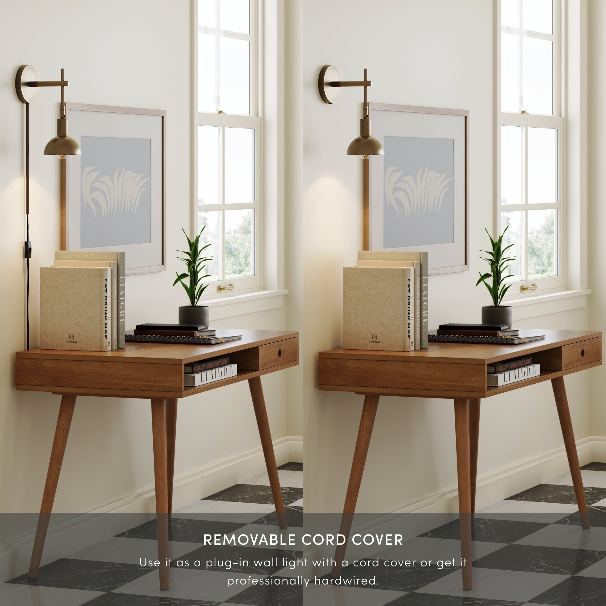 Applique murale Nathan James Tamlin à 1 lumière avec prise et interrupteur marche/arrêt