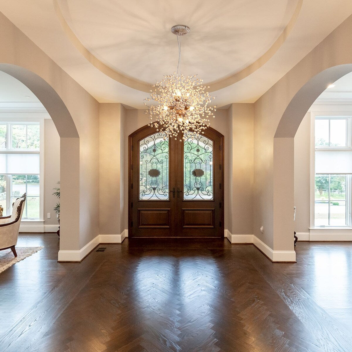 Lustre Spoutnik moderne en cristal avec feu d'artifice OYIPRO