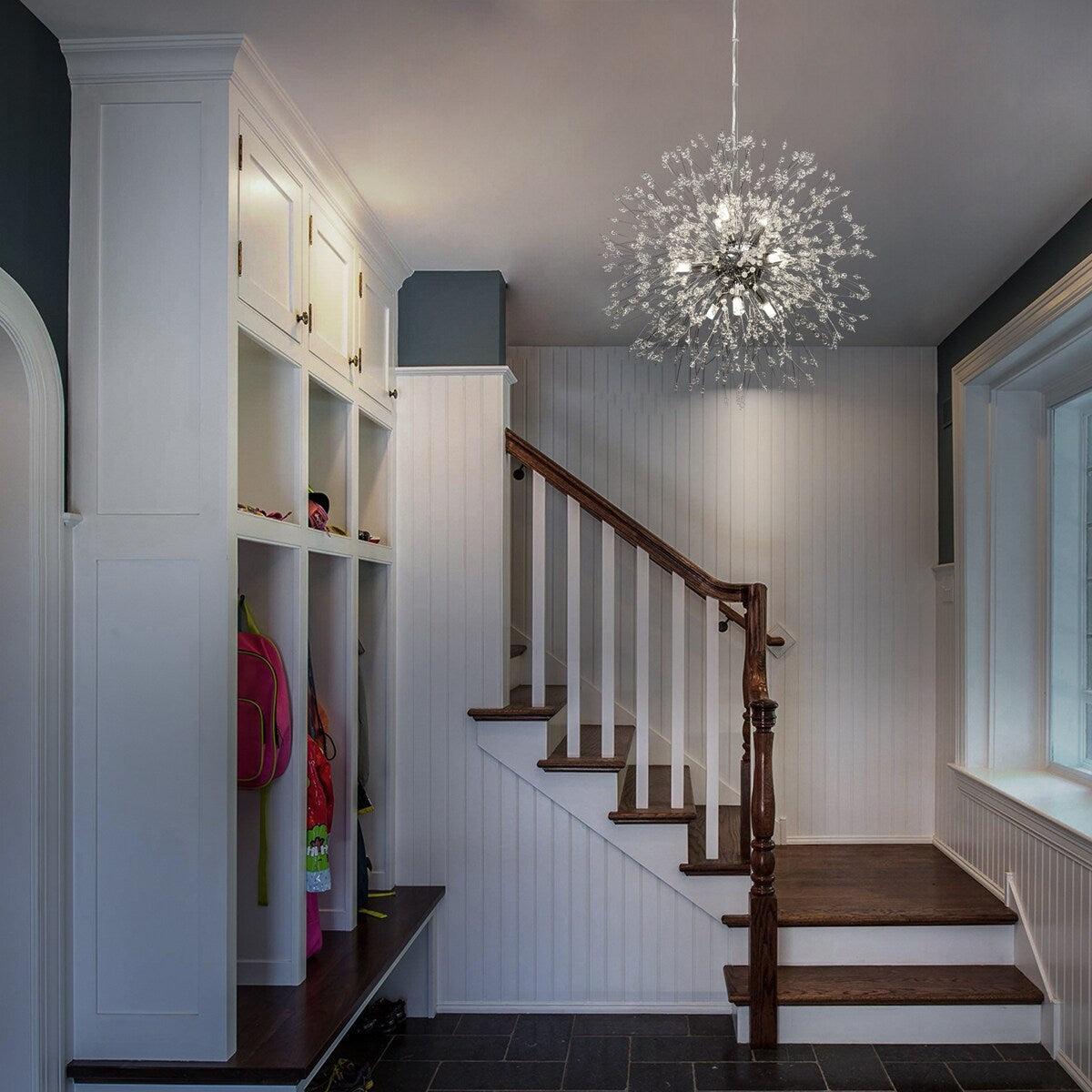 Lustre Spoutnik moderne en cristal avec feu d'artifice OYIPRO