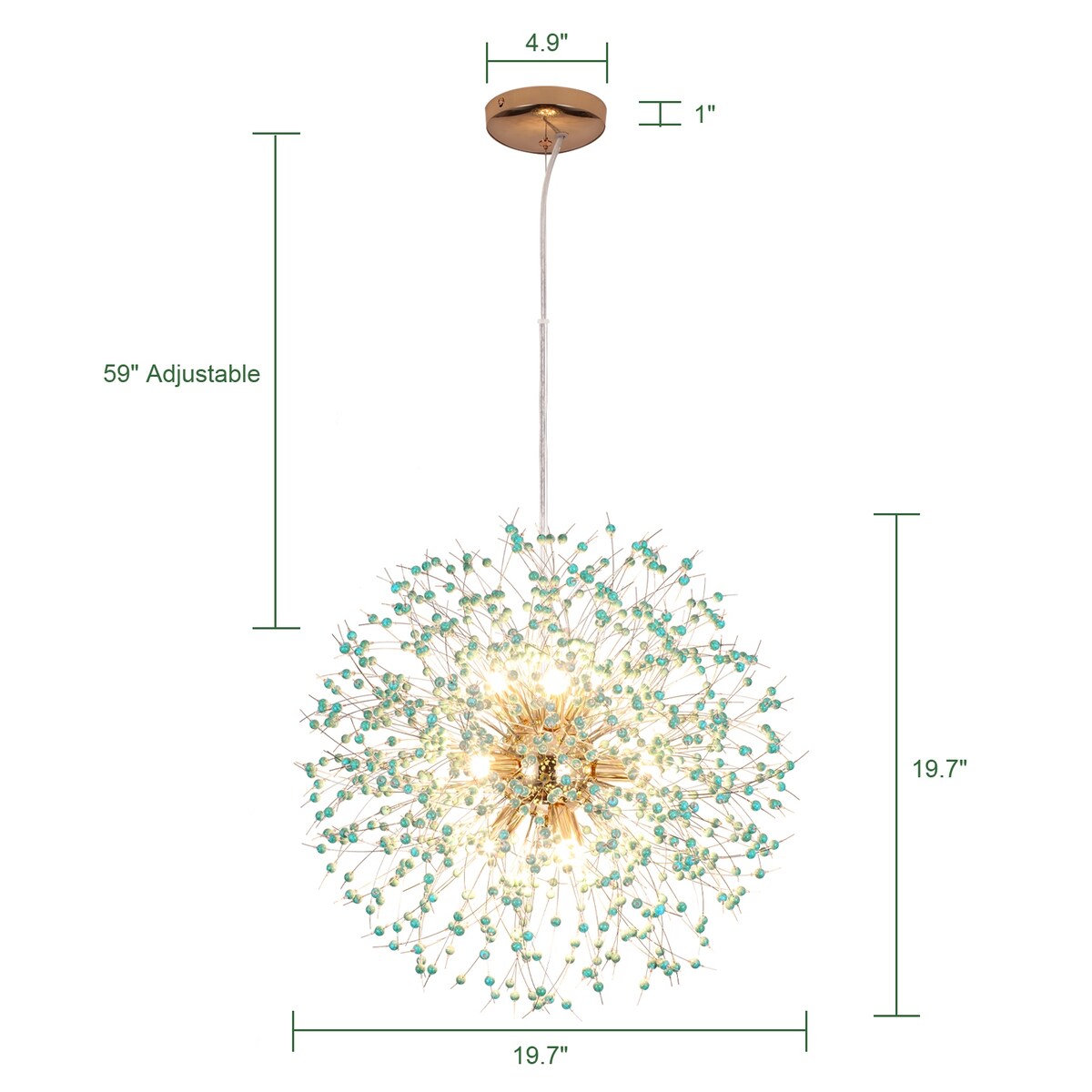 Lustre Spoutnik moderne en cristal avec feu d'artifice OYIPRO