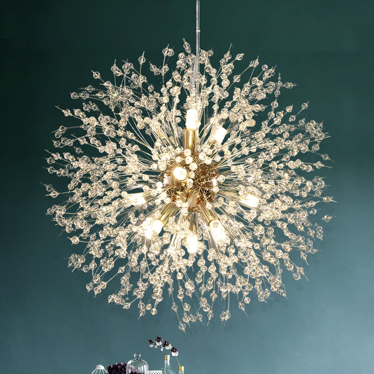 Lustre Spoutnik moderne en cristal avec feu d'artifice OYIPRO