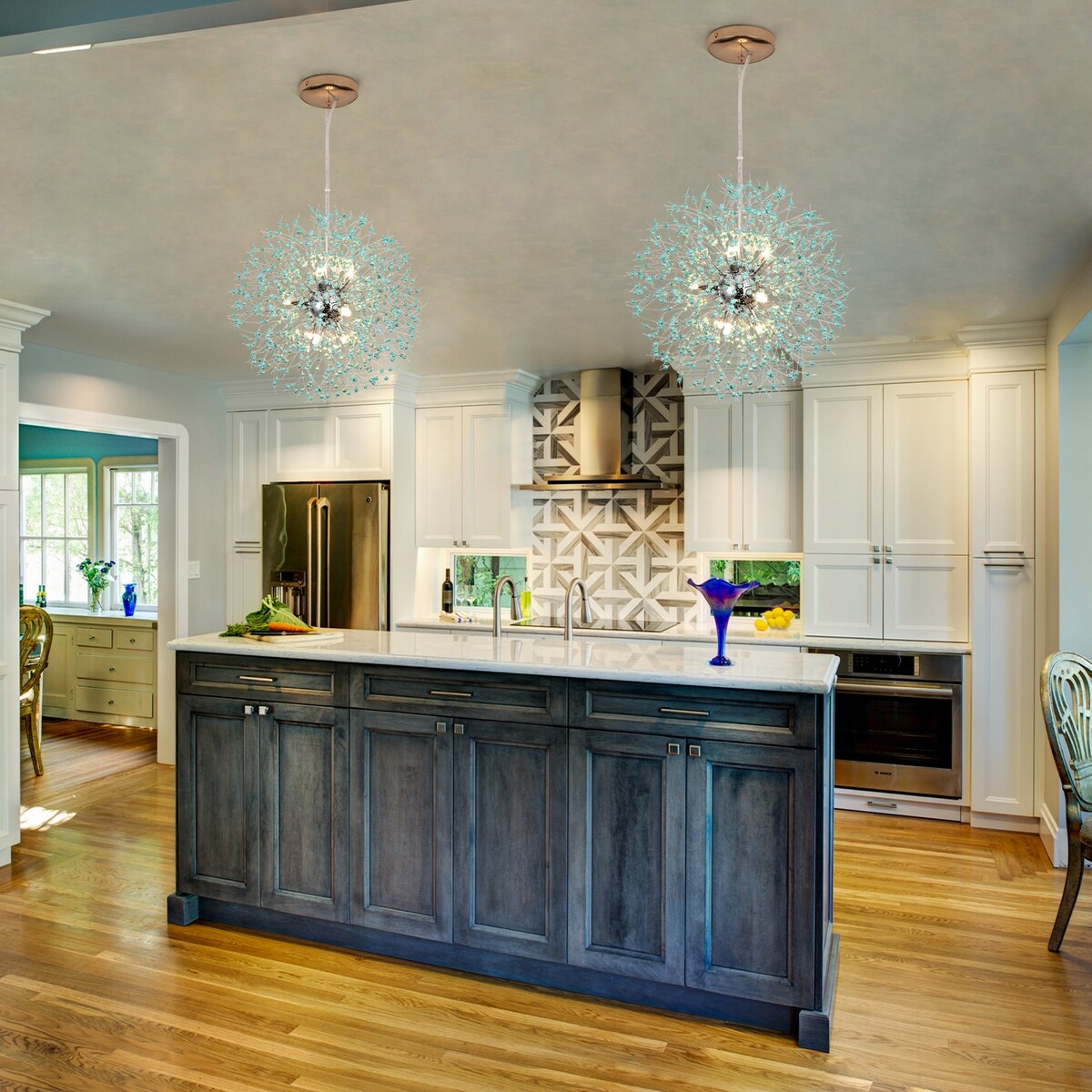 Lustre Spoutnik moderne en cristal avec feu d'artifice OYIPRO