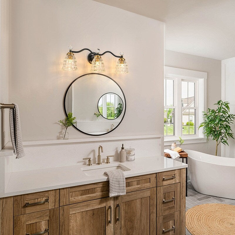 Luminaires de salle de bain modernes Ora à intensité variable, noir et or