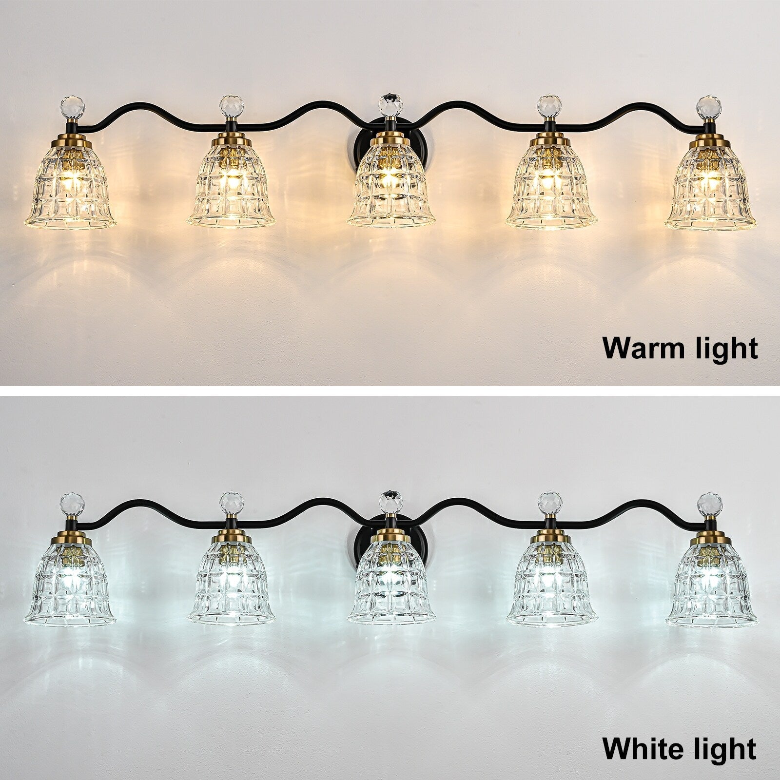 Luminaires de salle de bain modernes Ora à intensité variable, noir et or