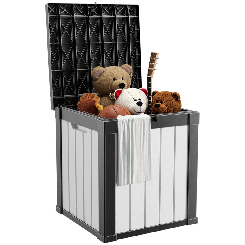 Coffre de rangement extérieur verrouillable en résine pour terrasse