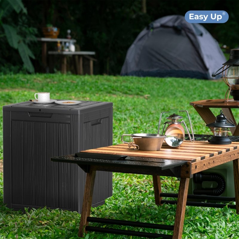 Coffre de rangement extérieur verrouillable en résine pour terrasse