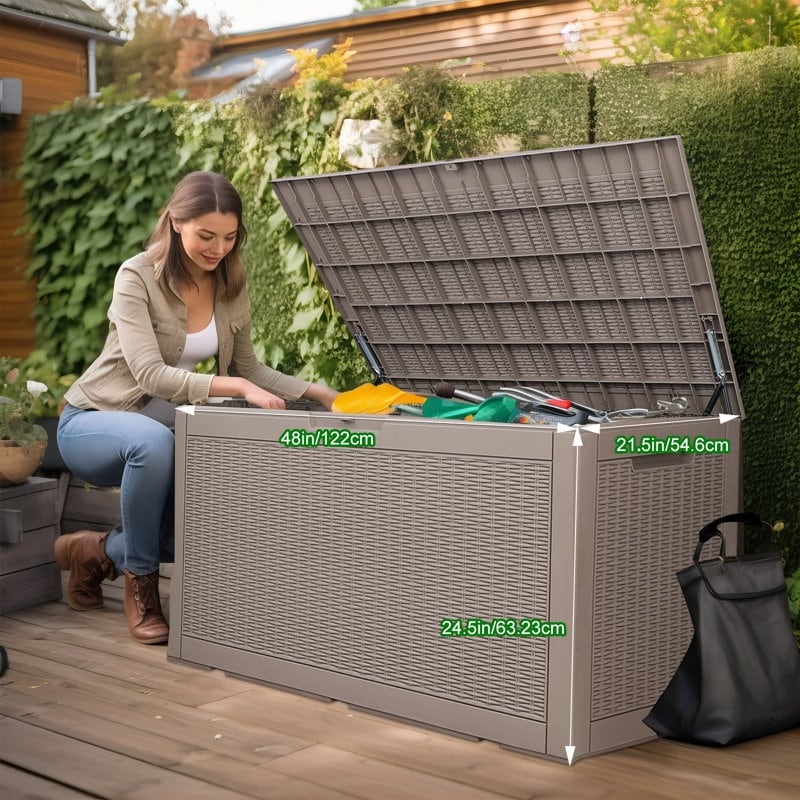 Coffre de rangement extérieur verrouillable en résine pour terrasse