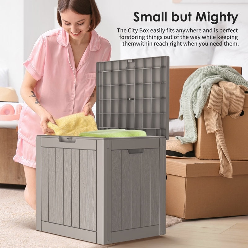 Coffre de rangement extérieur verrouillable en résine pour terrasse