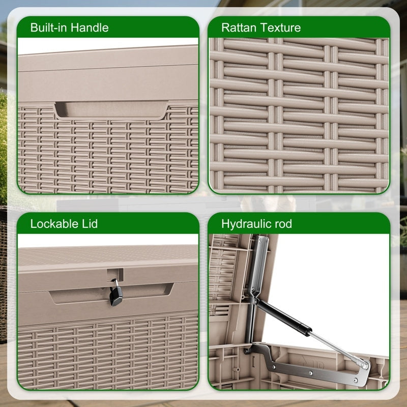 Coffre de rangement extérieur verrouillable en résine pour terrasse