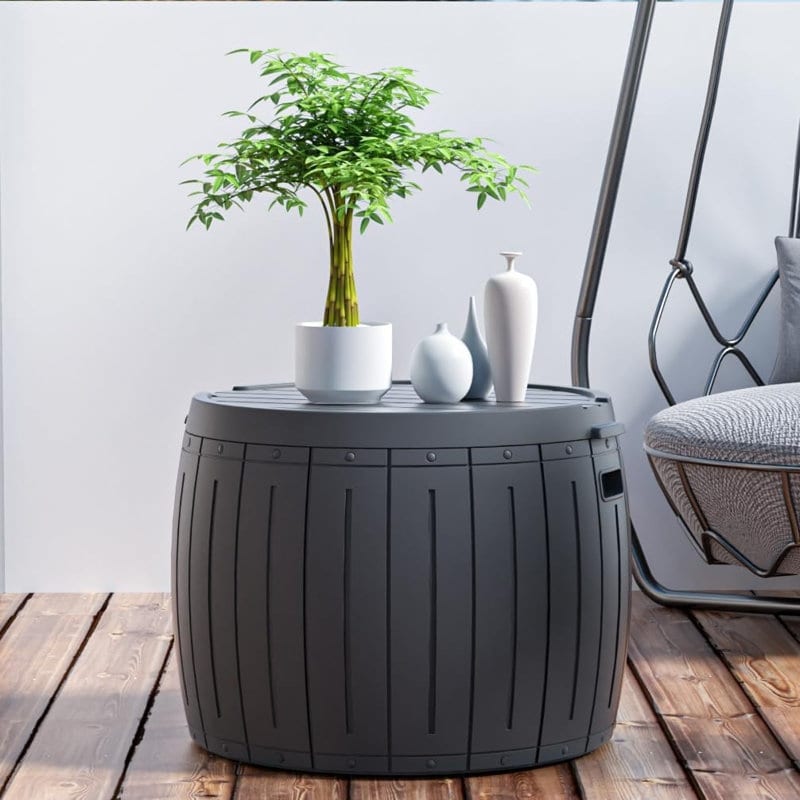 Coffre de rangement extérieur verrouillable en résine pour terrasse