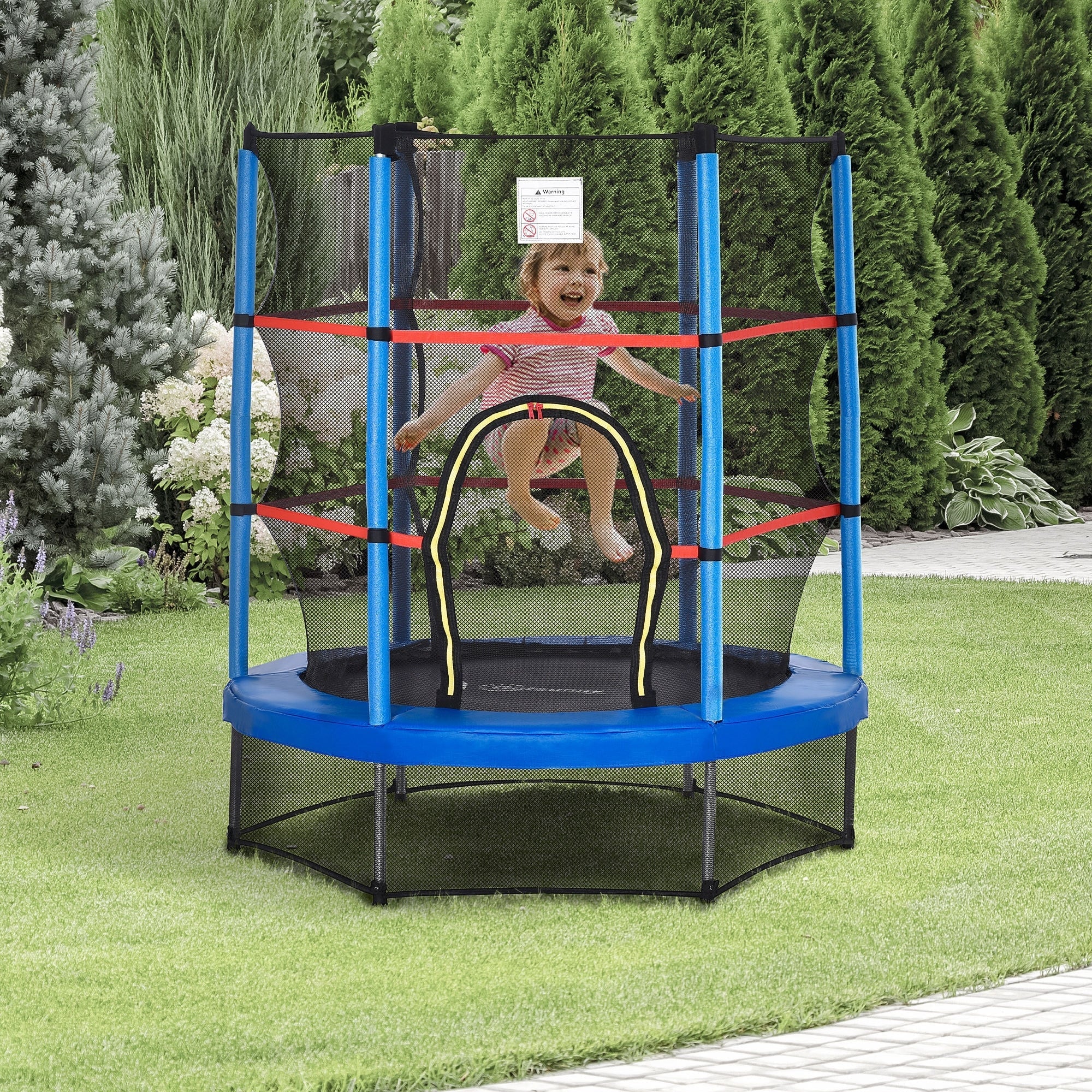 Trampoline Outsunny pour enfants de 1,5 m de diamètre avec filet pour l'intérieur et l'extérieur, de 3 à 6 ans