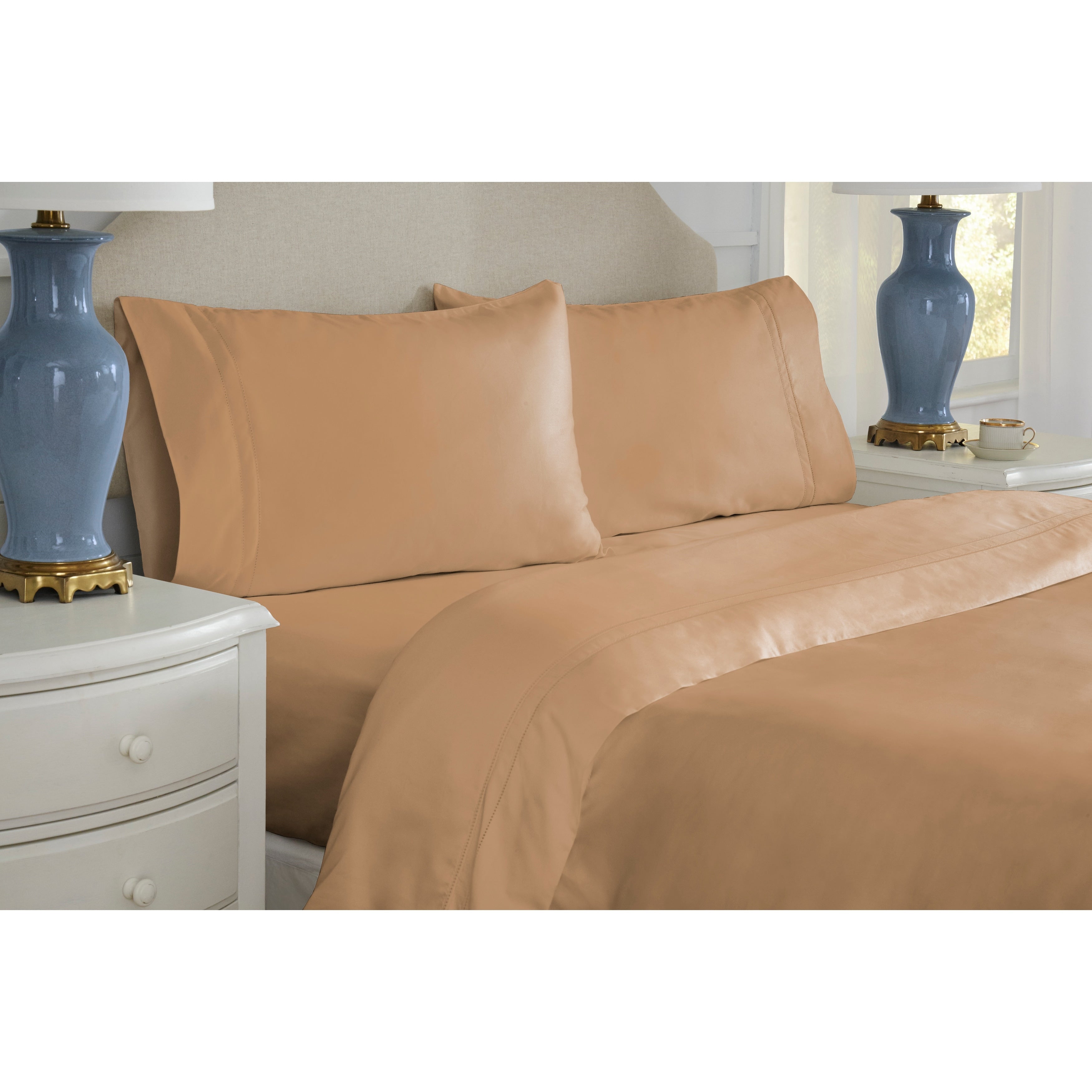 Parure de draps Pointehaven en coton à fibres longues 620 fils au pouce carré avec poche profonde