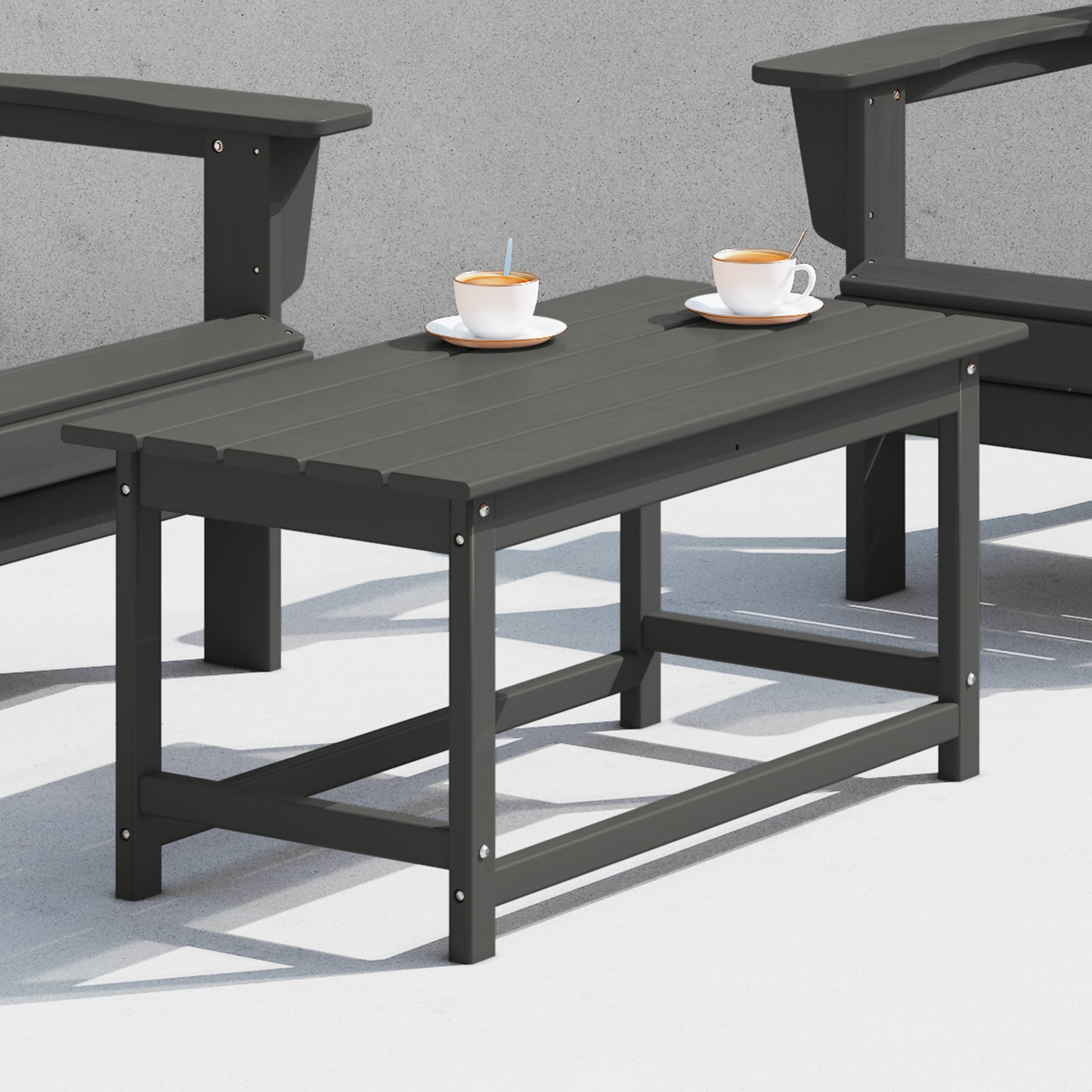 Table basse rectangulaire Polytrends Laguna en PEHD pour terrasse extérieure toutes saisons