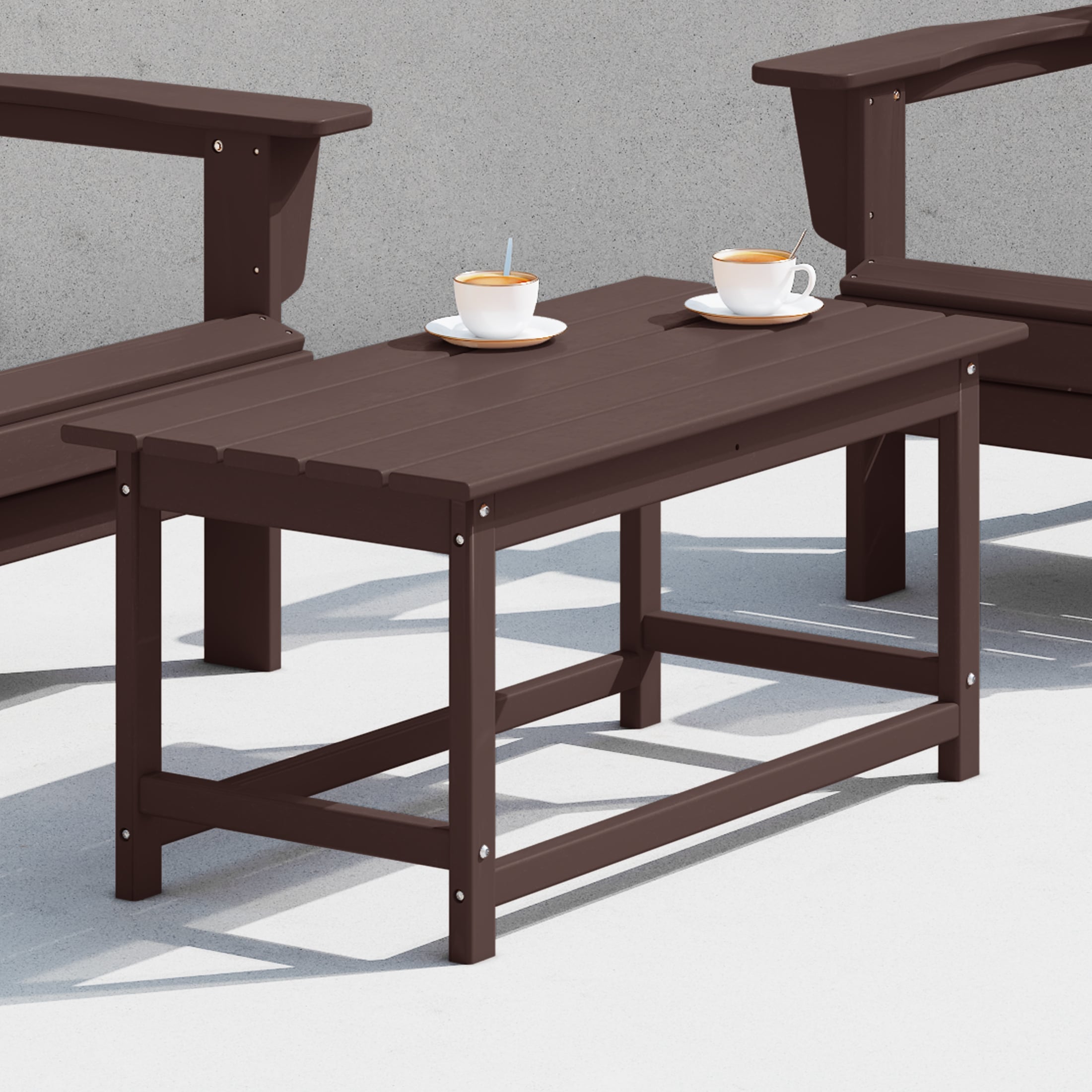 Table basse rectangulaire Polytrends Laguna en PEHD pour terrasse extérieure toutes saisons