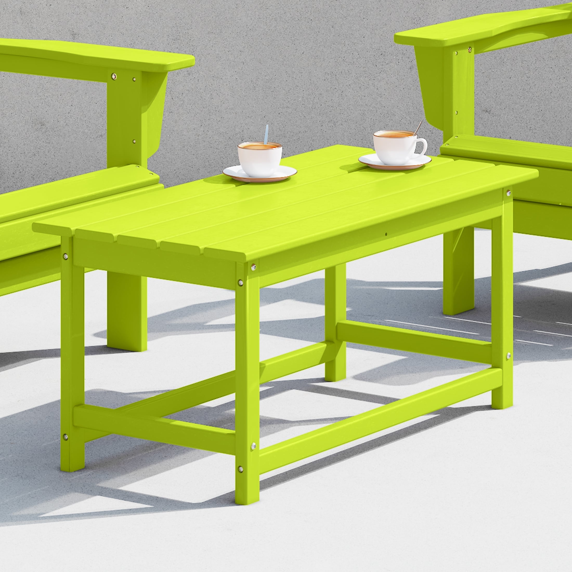 Table basse rectangulaire Polytrends Laguna en PEHD pour terrasse extérieure toutes saisons