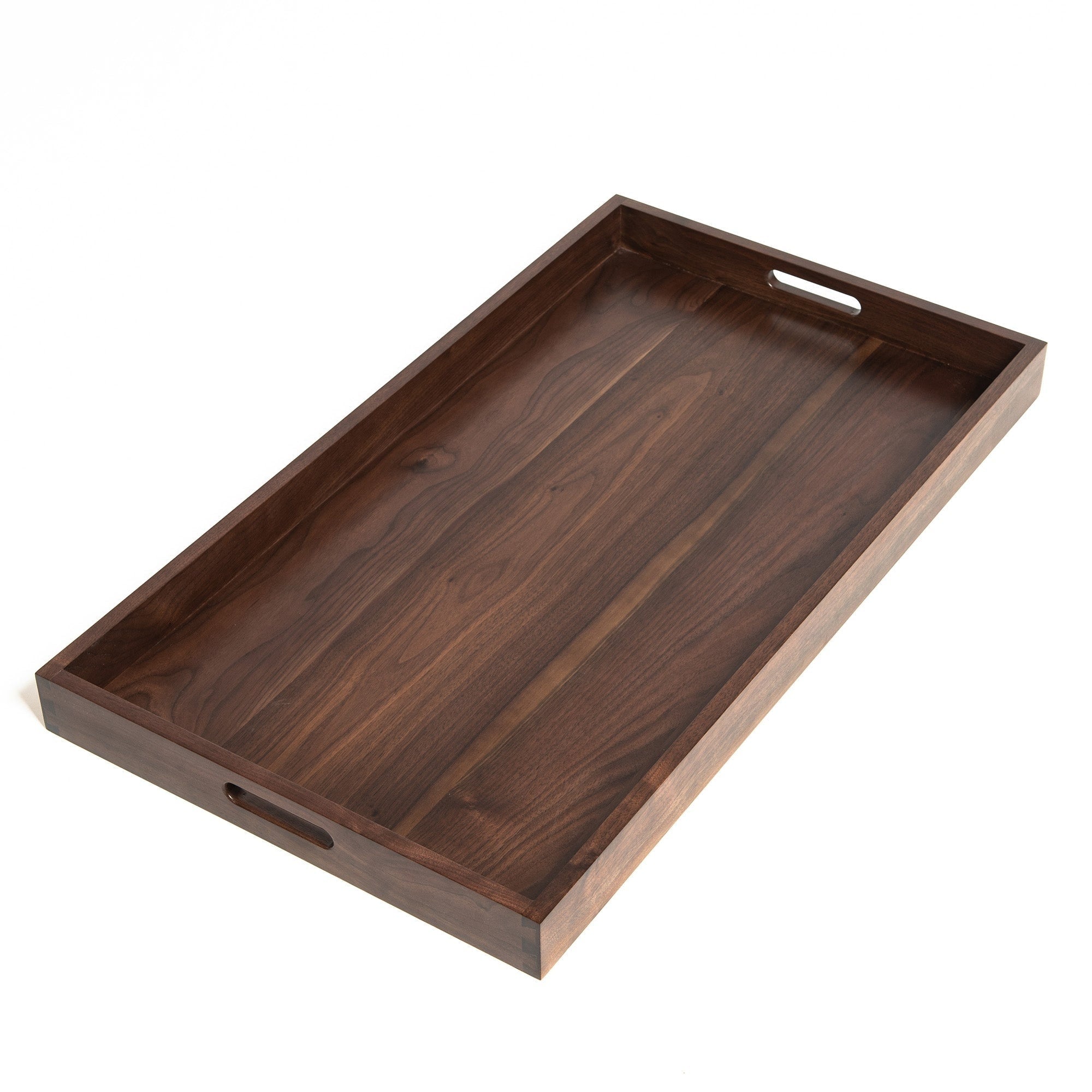 Plateau de service rectangulaire en bois de noyer noir KINWELL Plateau ottoman