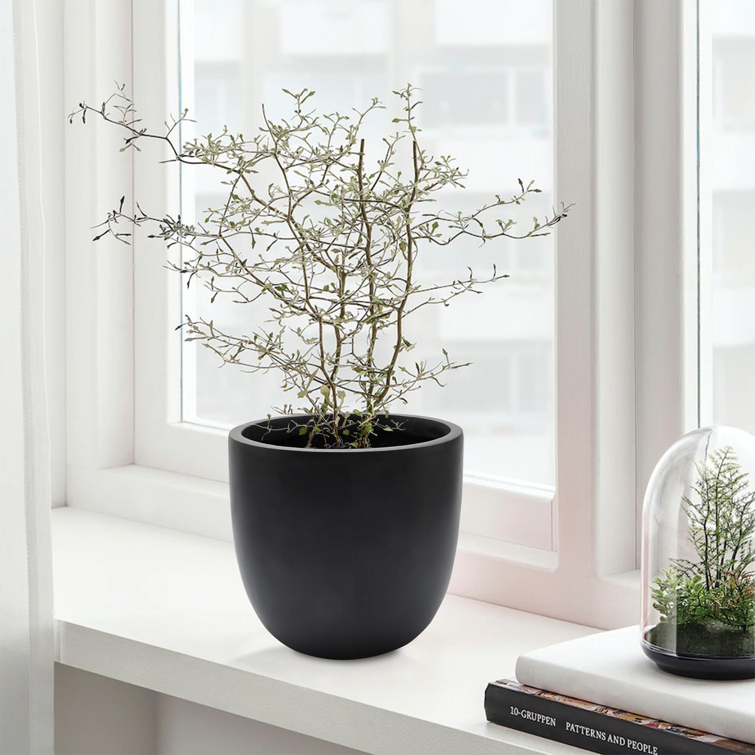 Jardinière ronde conique en MgO, pour l'intérieur et l'extérieur