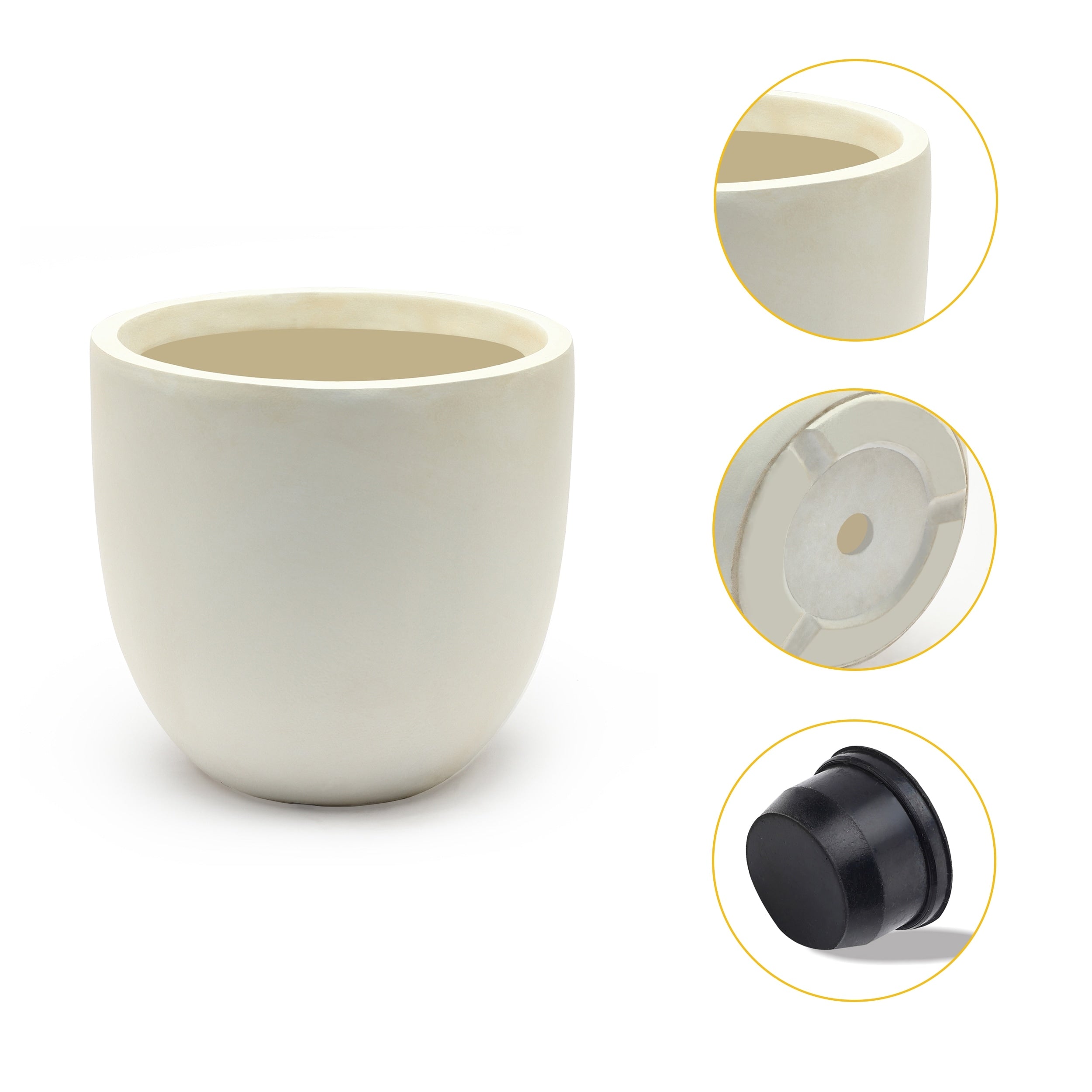 Jardinière ronde conique en MgO, pour l'intérieur et l'extérieur