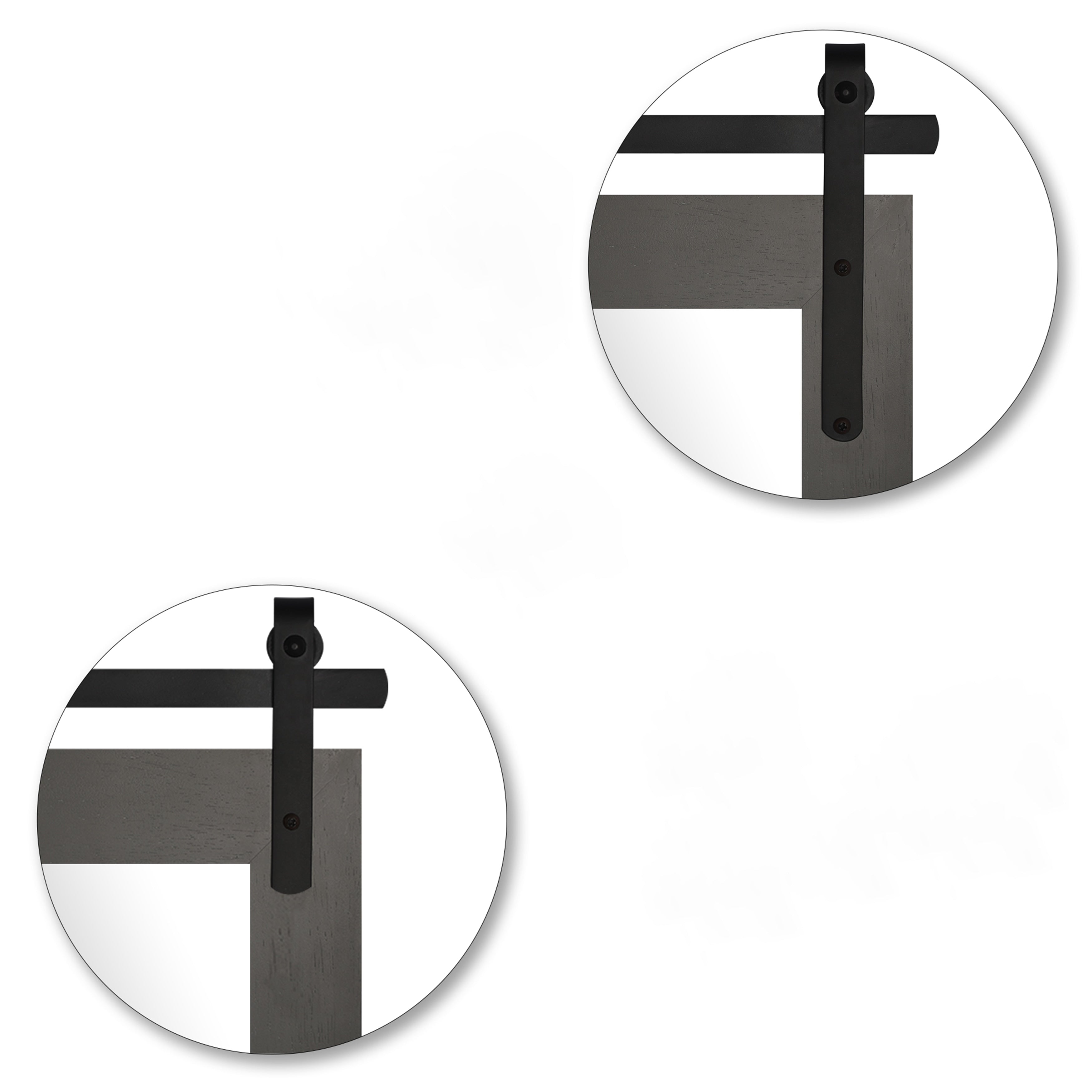 Miroir de ferme rustique Miroir de courtoisie Cadre en bois massif avec miroir de style grange en métal